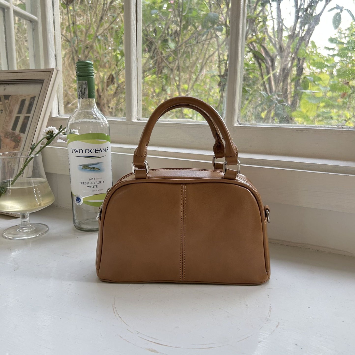 FLOWERSVERSE  Summer Popular Work Commuter Bag Texture Large Capacity Women's Handbag Retro Boston Bowling Bag