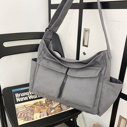 FLOWERSVERSE  Artistic Youth Shoulder Bag Ins Versatile Large Capacity Canvas Bag Summer School Bag for College Students Messenger Bag Women's Bag