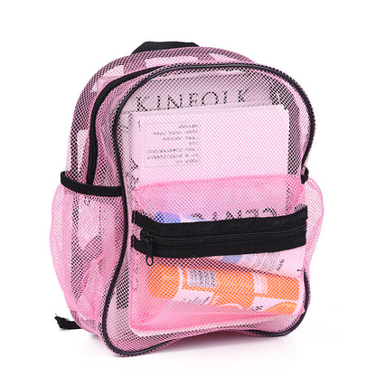 High Load-Bearing Mesh Backpack Transparent and Simple Beach Bag Schoolbag Children's Schoolbag Temu Generation CPC Certification