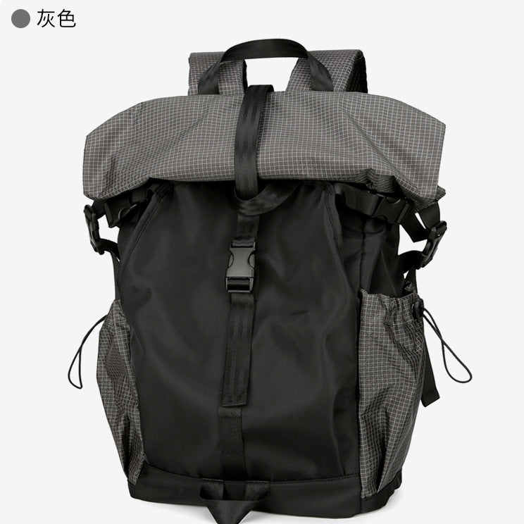 2025 New men's backpack backpack folding roll mouth trend fashion tooling function wind travel leisure backpack men