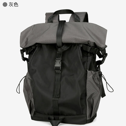 2025 New men's backpack backpack folding roll mouth trend fashion tooling function wind travel leisure backpack men