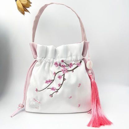 FLOWERSVERSE  Spring Outing with Embroidered Han Chinese Clothing Crossbody Bag Antiquity Bag Artistic Tassel National Style Casual All-Match Clutch Bag Large Capacity