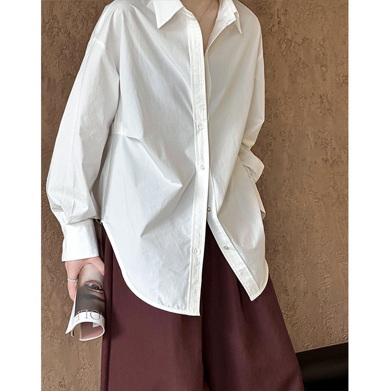 2025  2025 early spring new Korean fashion lapel design sense niche chic long-sleeved shirt women 24172