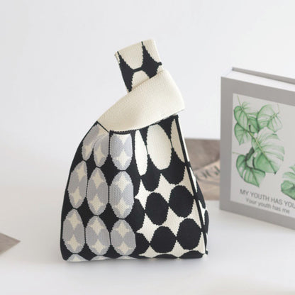 FLOWERSVERSE  INS Internet Hot New Handbag Women's Knitted Bag Japanese and Korean Style All-Match Hand Carrying Casual Tote Bag Factory Wholesale