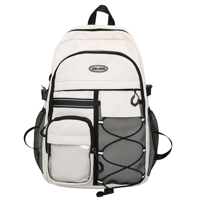 2025 School bag Junior high school female burden reduction backpack Middle school student school bag popular new high school girls large capacity super light men