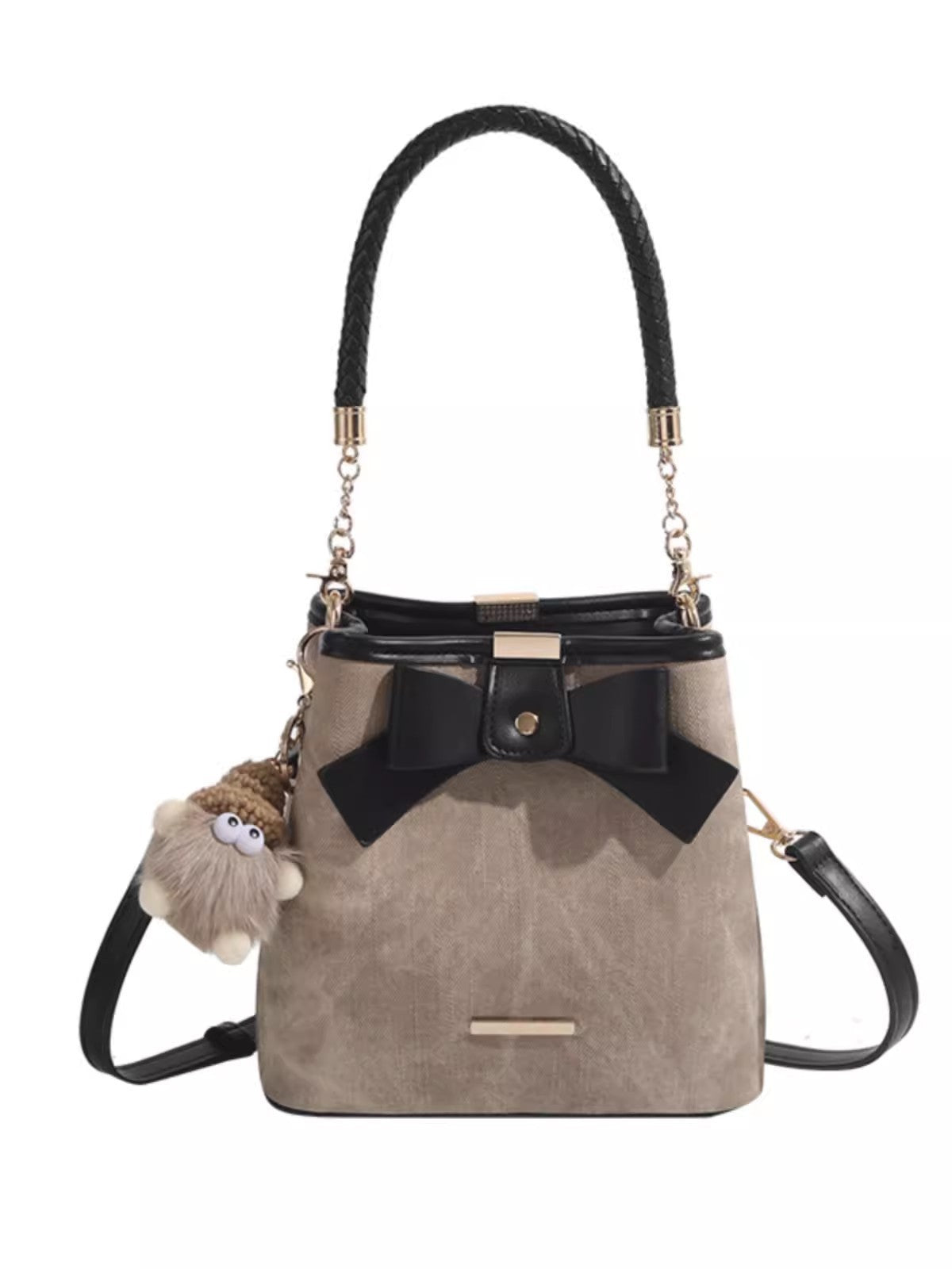 FLOWERSVERSE 2025 Autumn and winter fashion bucket bag women's niche design high-end bow handbag bag sweet small fragrant women's bag