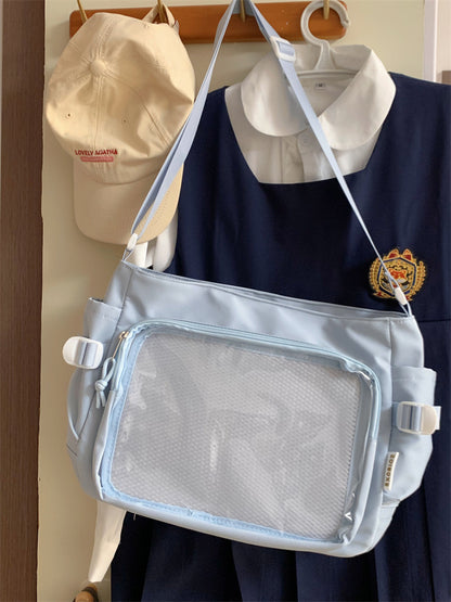 FLOWERSVERSE 2025 Cute college style girl messenger bag Japanese ins student pain bag large capacity casual tie board messenger bag single shoulder