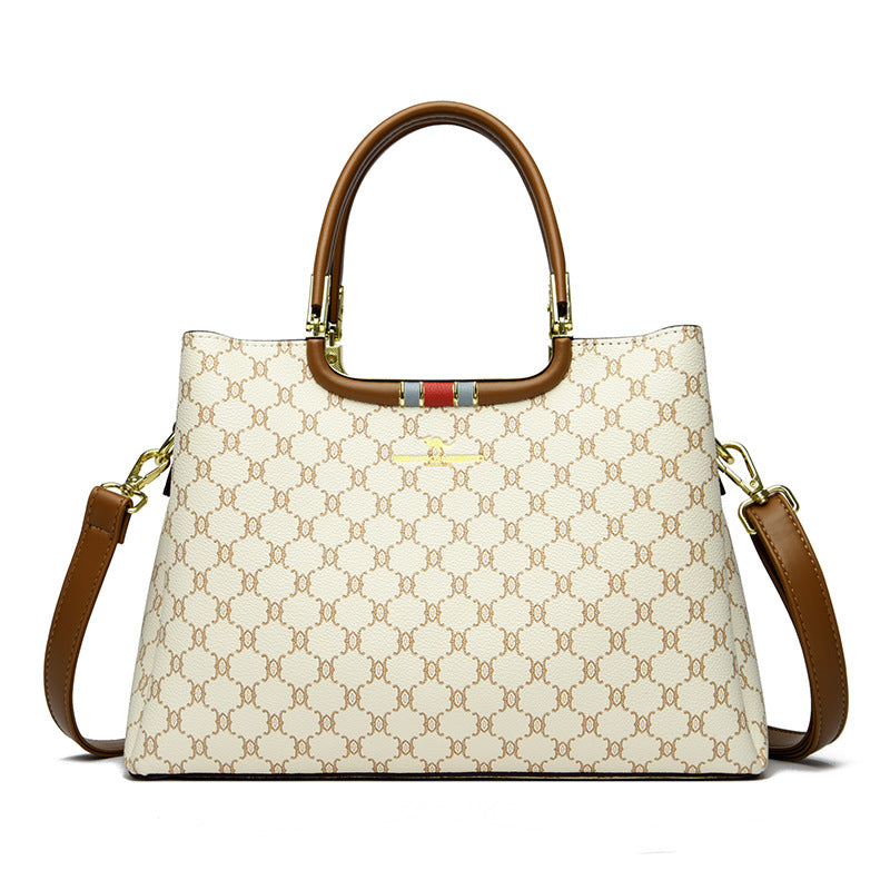 2025 Handbag  retro printed women's handbag large capacity high sense mother bag simple commuter shoulder bag