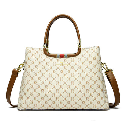 2025 Handbag  retro printed women's handbag large capacity high sense mother bag simple commuter shoulder bag