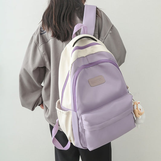 Backpack for Women  New Korean Original Harajuku Contrast Color Student Schoolbag Sweet Large Capacity Versatile Backpack for Men