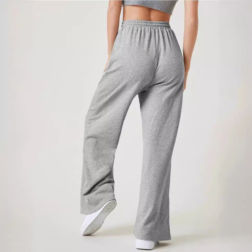 FLOWERSVERSE  Cross-Border Women's Clothing  Spring and Summer New Loose Casual Pants  Solid Color Flower Gray Lace Wide Leg Pants Trousers