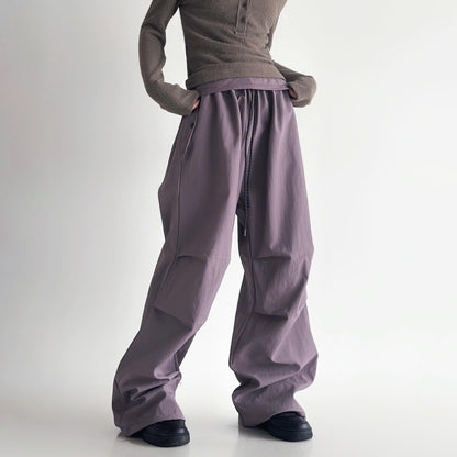 popular tie-dye pleated overalls high-waisted and thin drawstring loose casual sports parachute wide-leg pants