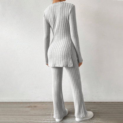 FLOWERSVERSE 2025 popular  New women's clothing simple lazy style fashion suit autumn and winter home solid color comfort two-piece set