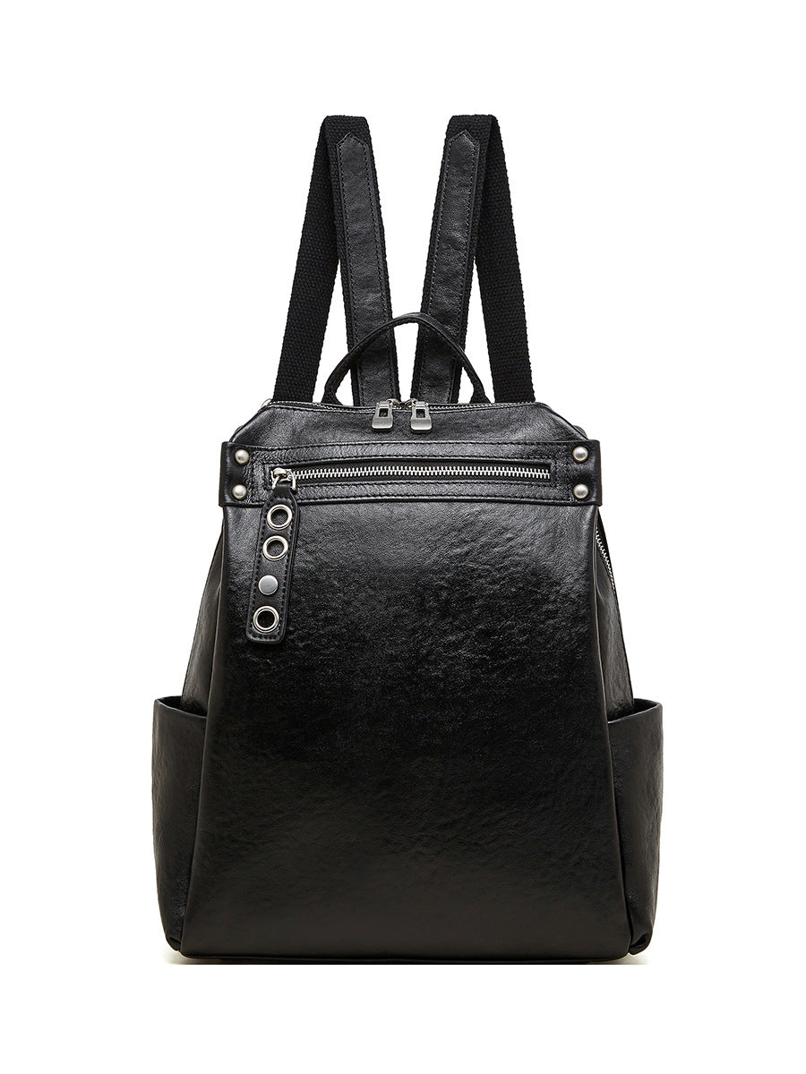 Large capacity first layer vegetable tanned cowhide backpack fashion travel backpack leather women's bag