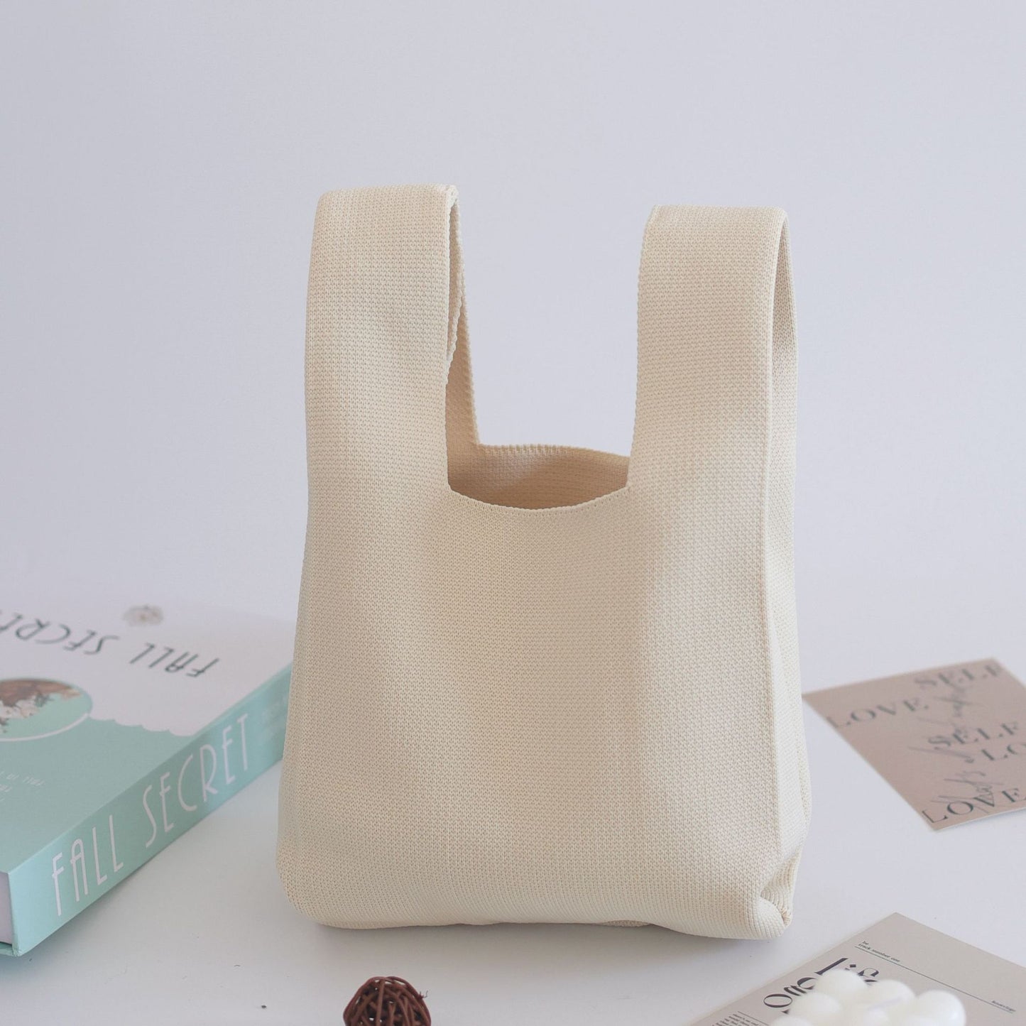 FLOWERSVERSE  INS Internet Hot New Handbag Women's Knitted Bag Japanese and Korean Style All-Match Hand Carrying Casual Tote Bag Factory Wholesale