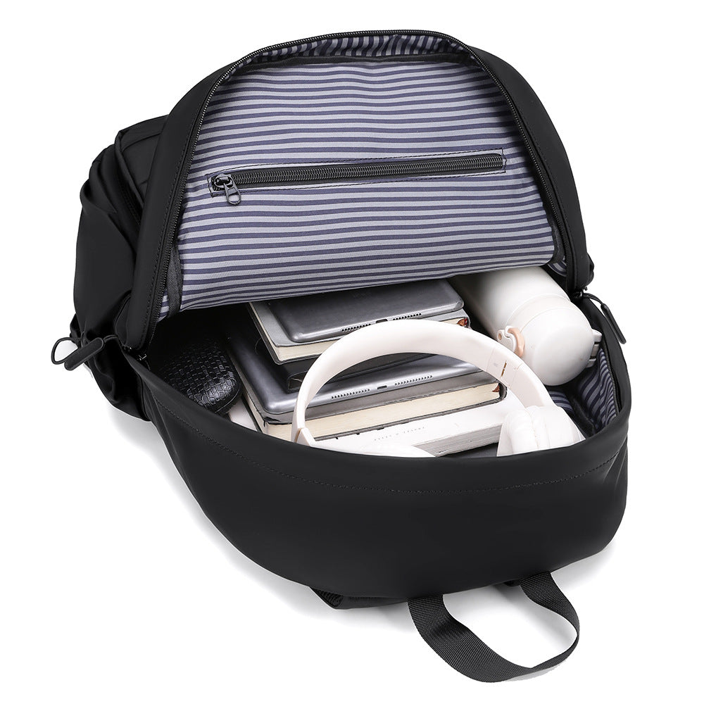 2025 Men's Backpack Business Casual Premium College Student Backpack Simple Large Capacity Backpack Cover Tie Rod