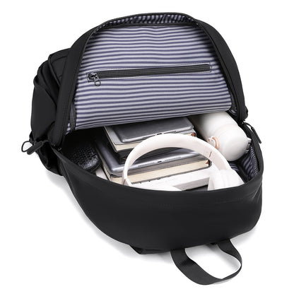 2025 Men's Backpack Business Casual Premium College Student Backpack Simple Large Capacity Backpack Cover Tie Rod