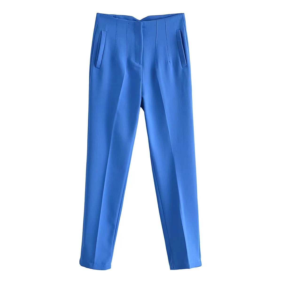 FLOWERSVERSE  Women's Trousers European and American  Cross-Border New Arrival Slim-Fit Slimming Solid Color Pleating Micro-Elastic Formal Wear Straight-Leg Pants Casual Pants