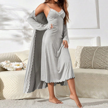 FLOWERSVERSE 2025 Popular trade women's clothing 2025 spring and summer new sexy home fashion suit shawl lace suspender dress