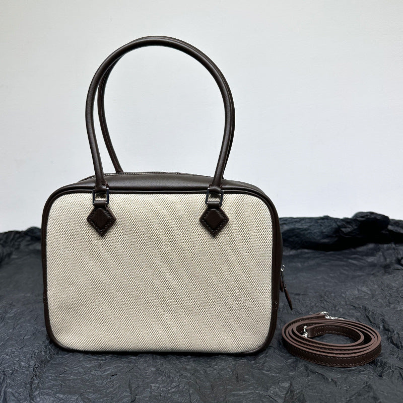 FLOWERSVERSE  High-End Quality  New First Layer Cowhide FINSBURY Leather Feather Bag Versatile Retro Handbag Women's Small Square Bag