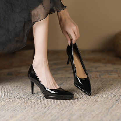 2025 8088-1 Waterproof table high heels women's 2025 autumn new single shoes women's pointed thin heels shallow high heels