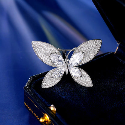 2025 New fashionable high-end fixed suit pin anti-light coat corsage temperament advanced butterfly niche brooch