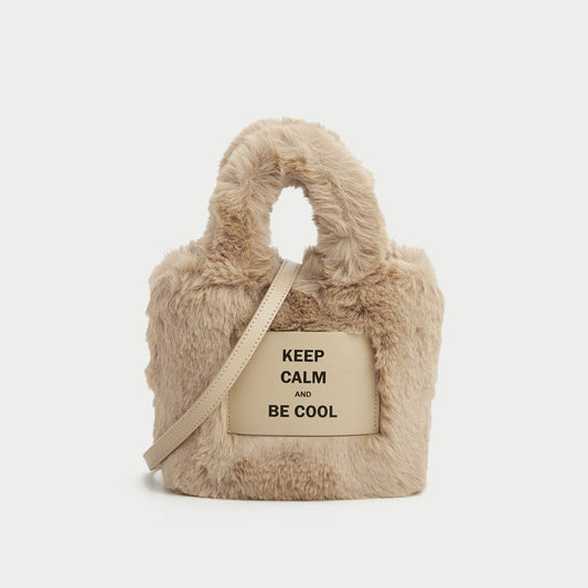 FLOWERSVERSE 2025 Autumn and winter portable plush bag niche design fluffy mini bucket bag fashionable versatile messenger bag bag