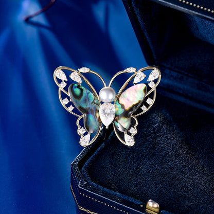 2025 Elegant classical natural fritillary butterfly brooch female niche high-end insect corsage new popular pin accessories