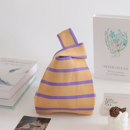 FLOWERSVERSE  INS Internet Hot New Handbag Women's Knitted Bag Japanese and Korean Style All-Match Hand Carrying Casual Tote Bag Factory Wholesale