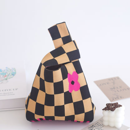 FLOWERSVERSE  INS Internet Hot New Handbag Women's Knitted Bag Japanese and Korean Style All-Match Hand Carrying Casual Tote Bag Factory Wholesale