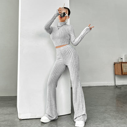 FLOWERSVERSE 2025 Hot Sale Women's Clothing in International Station Solid Color Simple Style Fashion Suit Autumn and Winter Fashion Casual Sports Temperament Two-piece Set