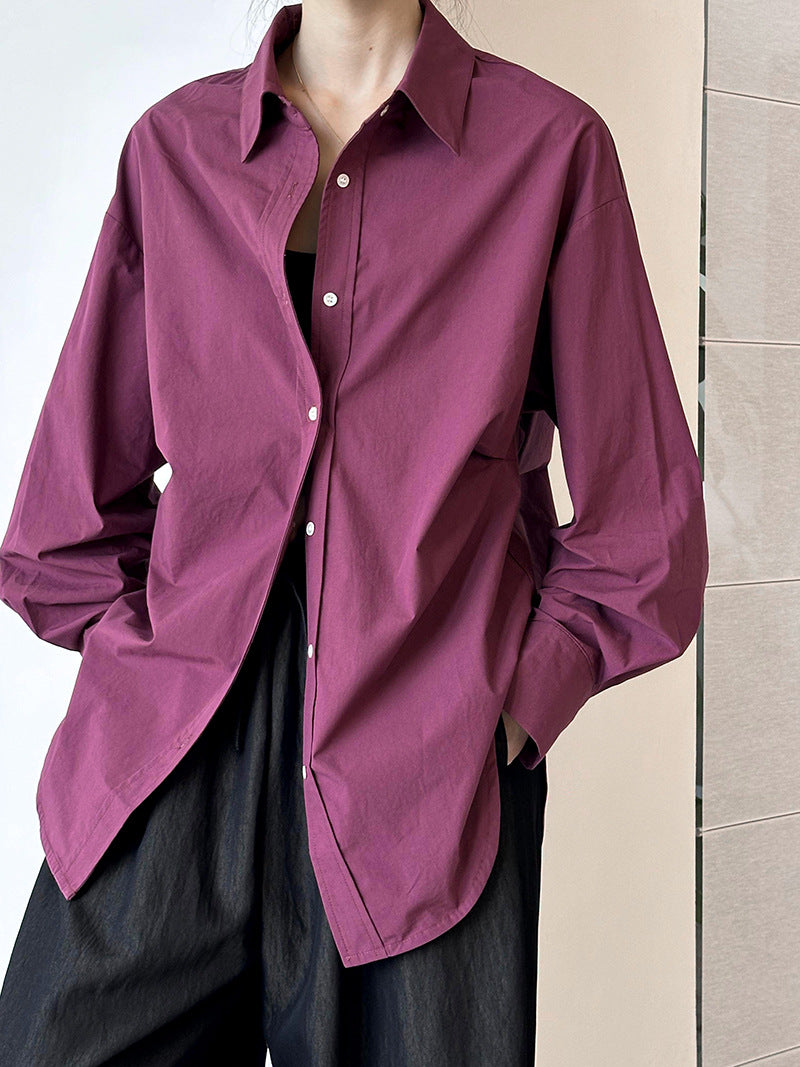 2025  2025 early spring new Korean fashion lapel design sense niche chic long-sleeved shirt women 24172