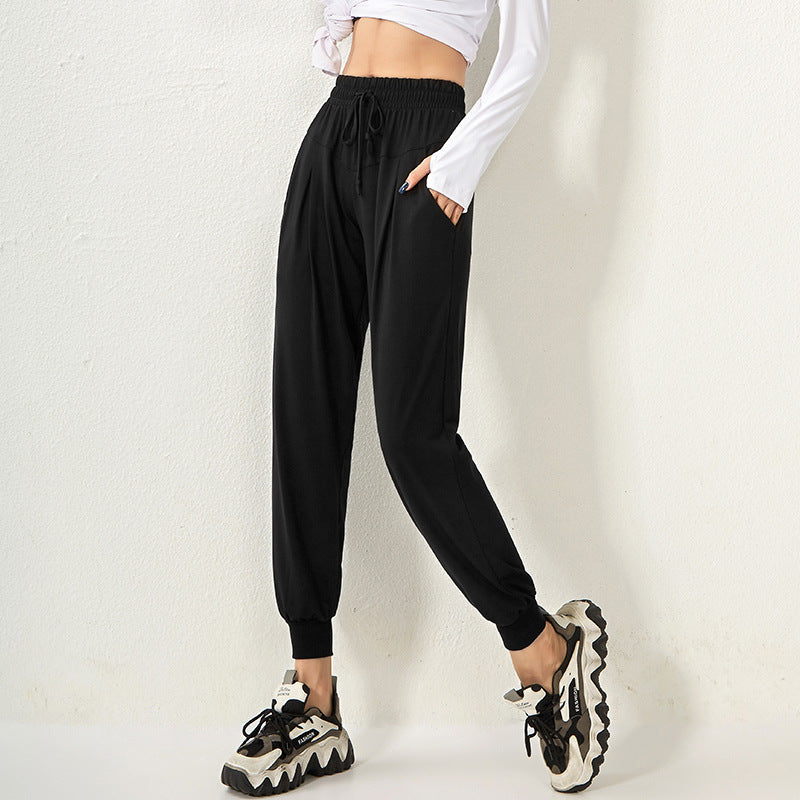FLOWERSVERSE  Strictly Choose  Pocket Foreign Trade Yoga Pants Women's Loose Tappered Running Quick-Drying High Waist Casual Sports Pants