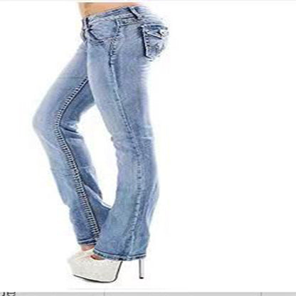 flowersverse HOTan and NEWn Ins Style  Summer New Women's High Waist Hip Embroidered Straight-Leg Pants Fashion Slim Jeans for Women