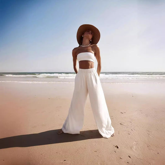 FLOWERSVERSE  Source  Cross-Border European and American Spring and Summer Thin Ins Super Hot All-Match Loose Wide Leg Casual Trousers Women