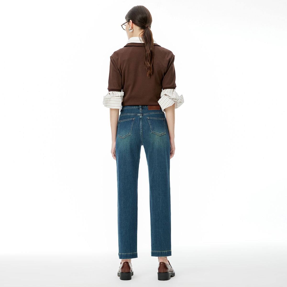 2025 popular autumn and winter new women's clothing slim-fitting high-waisted four-sided elastic denim nine-point pants Vientiane elastic fashion jeans women