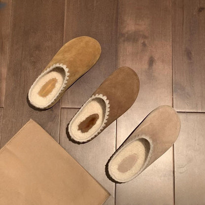 2025  Thick-bottomed Birkenstock fluffy slippers for women's popular winter wear to increase the height of casual cotton half drag