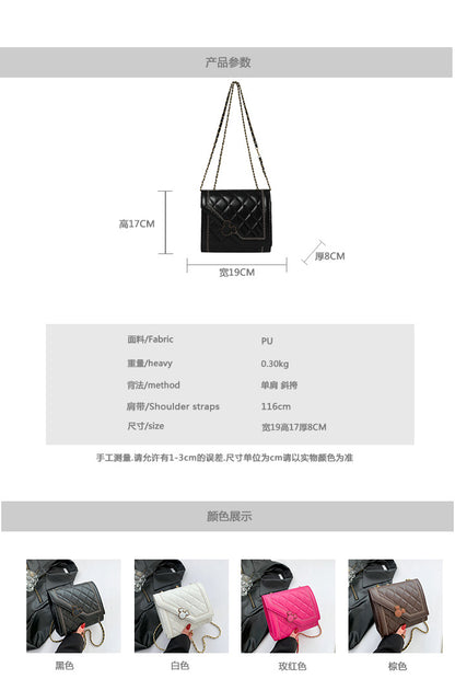 FLOWERSVERSE  New Women's Square Shoulder Bag Elegant Korean Style Messenger Bag Women's Bag Chain All-Match Diamond Quilted Handbag