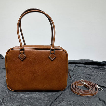 FLOWERSVERSE  High-End Quality  New First Layer Cowhide FINSBURY Leather Feather Bag Versatile Retro Handbag Women's Small Square Bag