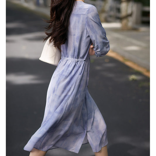 2025 "Sky City" Double Crepe Mulberry Silk, Gentle Wind Silk Dress Pleated Skirt Medium and Long Summer Women's Clothing