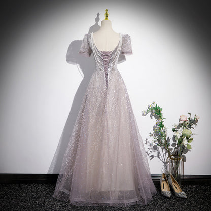 Banquet evening dress female high-end host high-end atmosphere high-grade V-neck  princess dress vocal art test