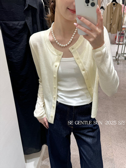 2025 spring and summer new temperament versatile wool knitted cardigan women's long-sleeved sunscreen top 25224