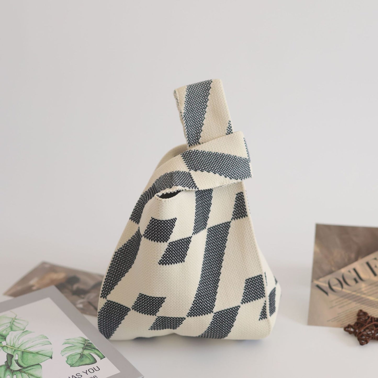 FLOWERSVERSE  INS Internet Hot New Handbag Women's Knitted Bag Japanese and Korean Style All-Match Hand Carrying Casual Tote Bag Factory Wholesale