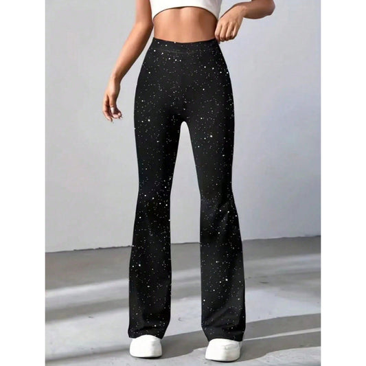 flowersverse Spring Cross-Border Foreign Trade Women's Clothing  Independent Station Temu Hot Sale Sequins Shiny Flared Pants
