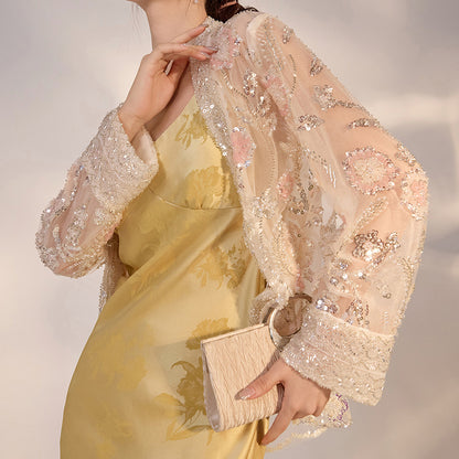 summer new national style fashion sequined jacquard hollow thin high-end jacket top women's M5026