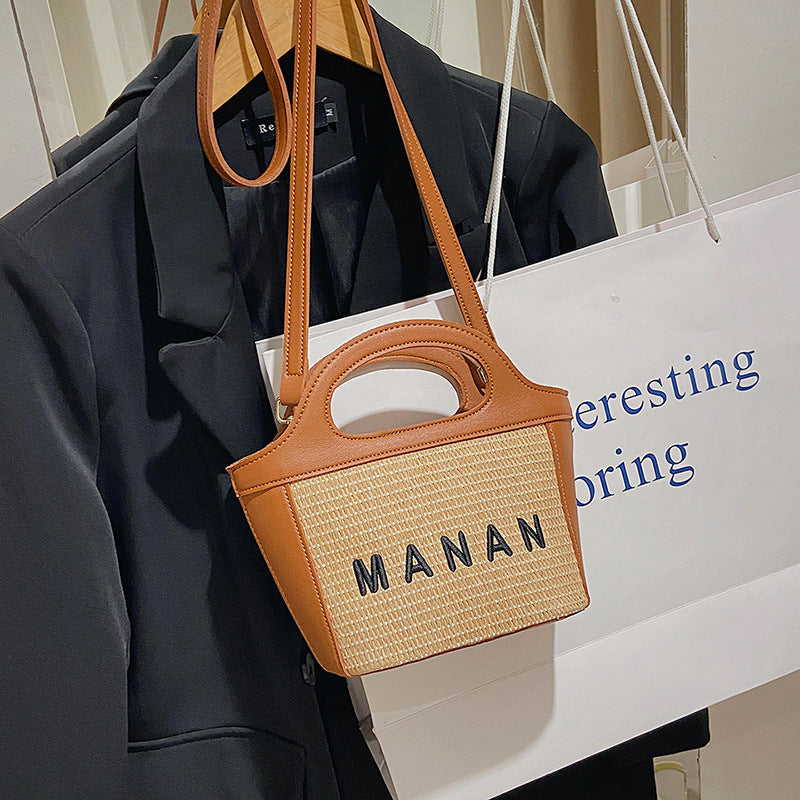 FLOWERSVERSE  2022 New Foreign Trade Women's Straw Bag Vegetable Basket Small Bag Fashion New All-Match Shoulder Crossbody Mini Small Bag