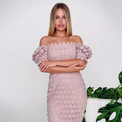 FLOWERSVERSE popular new fashion lace temperament commuter mid-skirt three-color mid-waist solid color chest-wrapped mid-length dress