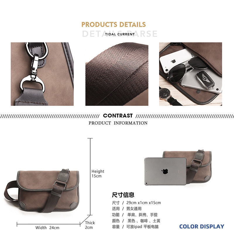 FLOWERSVERSE Korean Style Men's Shoulder Bag Trendy Men's Messenger Bag Street Fashion Pouch Student Bag Youth Messenger Bag New
