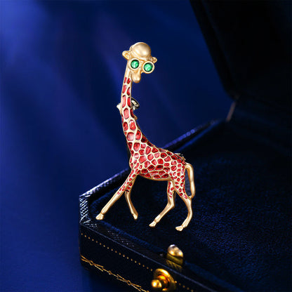 2025 Korean version of personalized accessories corsage cute suit jacket versatile Korean fashion dripping oil design sense giraffe brooch