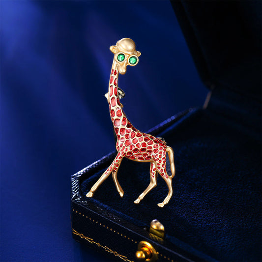 2025 Korean version of personalized accessories corsage cute suit jacket versatile Korean fashion dripping oil design sense giraffe brooch